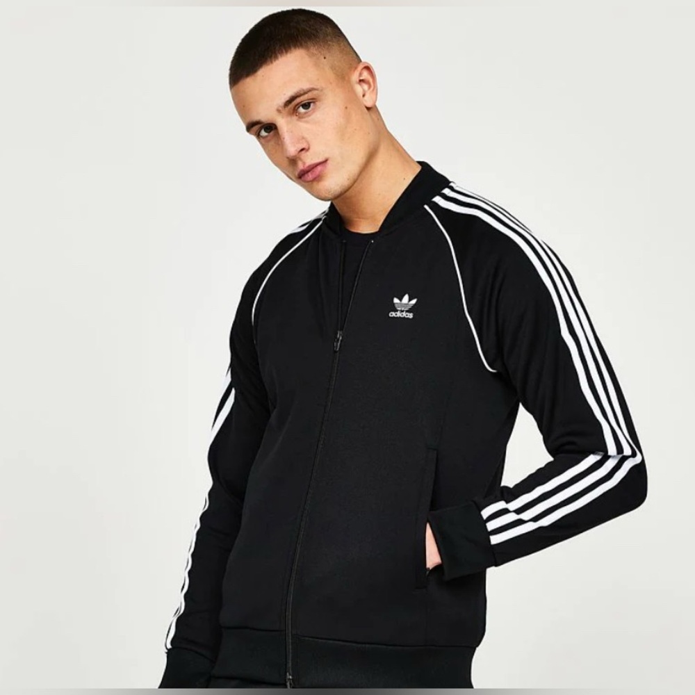 Adidas Black Jacket with White Accents